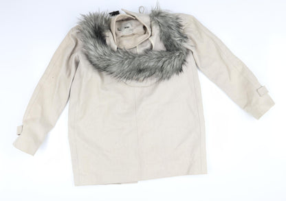Back view of ASOS women’s beige overcoat coat, size UK 10
