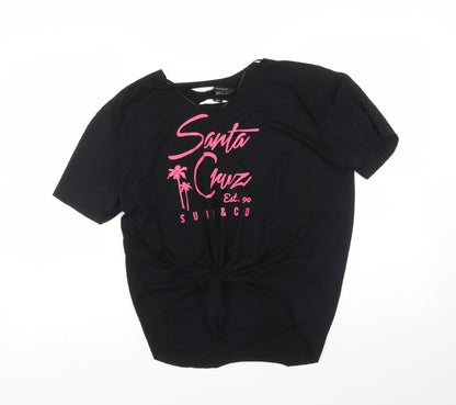 Front view of Atmosphere women’s black basic t-shirt, size UK 10