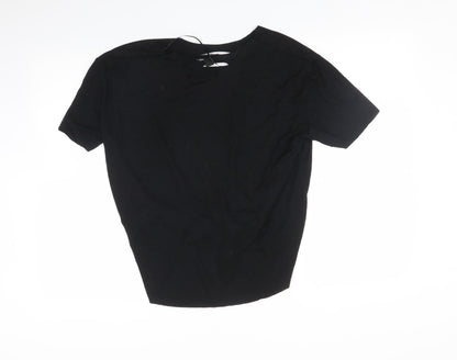 Back view of Atmosphere women’s black basic t-shirt, size UK 10