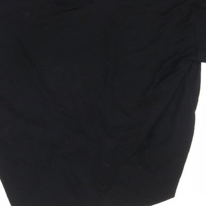 Brand and care label for Atmosphere women’s black basic t-shirt, size UK 10