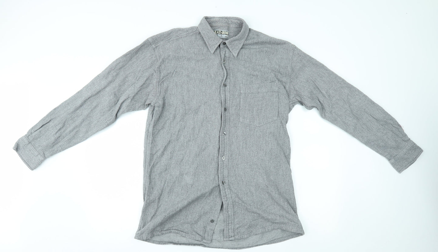 black & brown Mens Grey    Button-Up Size M