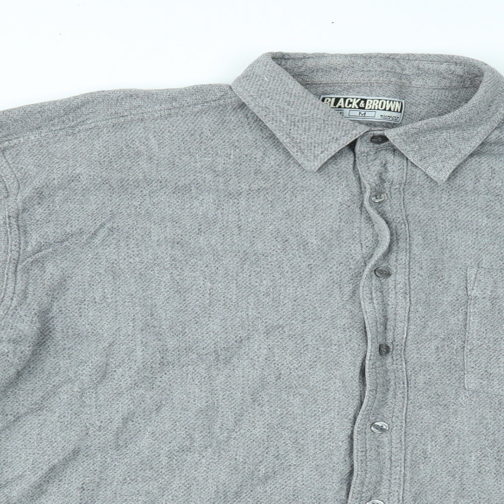 black & brown Mens Grey    Button-Up Size M