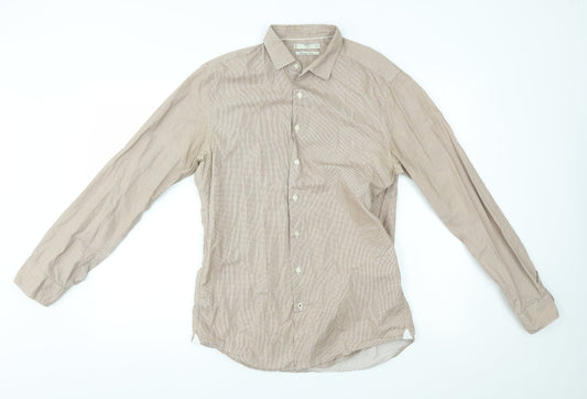 MNG Mens Beige Check   Button-Up Size M