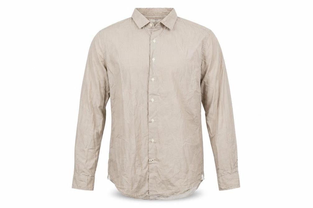 Mango Mens Beige Check   Button-Up Size M