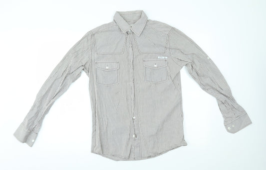 Crafted Mens White Check   Dress Shirt Size S