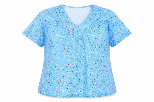 Preworn Womens Blue Floral  Basic Blouse Size XL