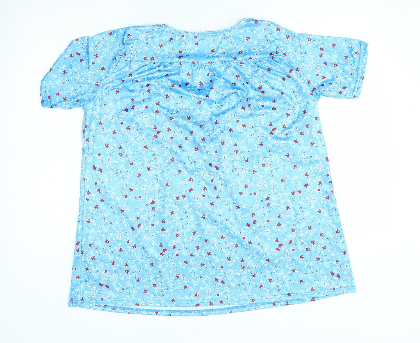 Preworn Womens Blue Floral  Basic Blouse Size XL