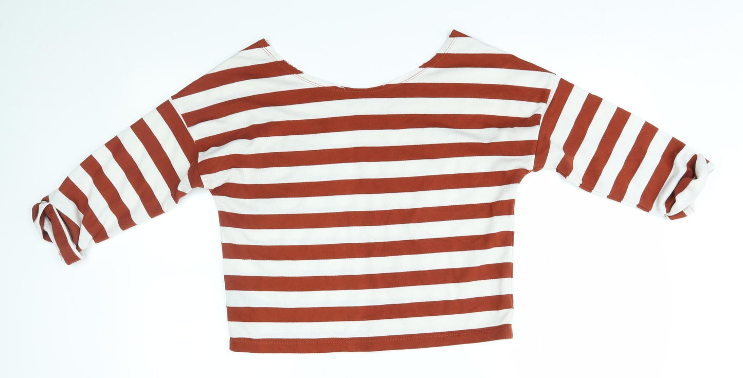 ASOS Womens Brown Striped  Basic T-Shirt Size 8