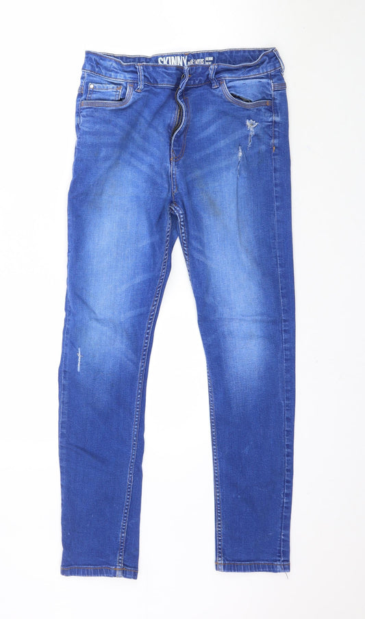 Matalan Girls Blue  Denim Skinny Jeans Size 14 Years - DISTRESSED