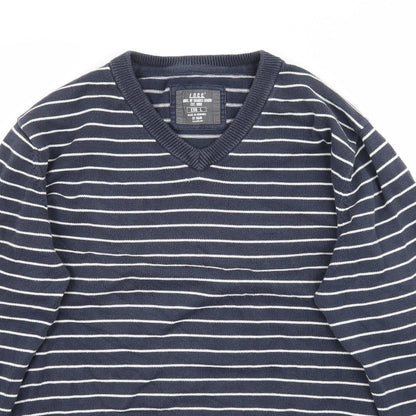H&M Mens Blue Striped Knit Pullover Jumper Size L