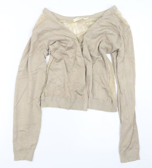 ChenKe Womens Beige  Knit Cardigan Jumper Size M