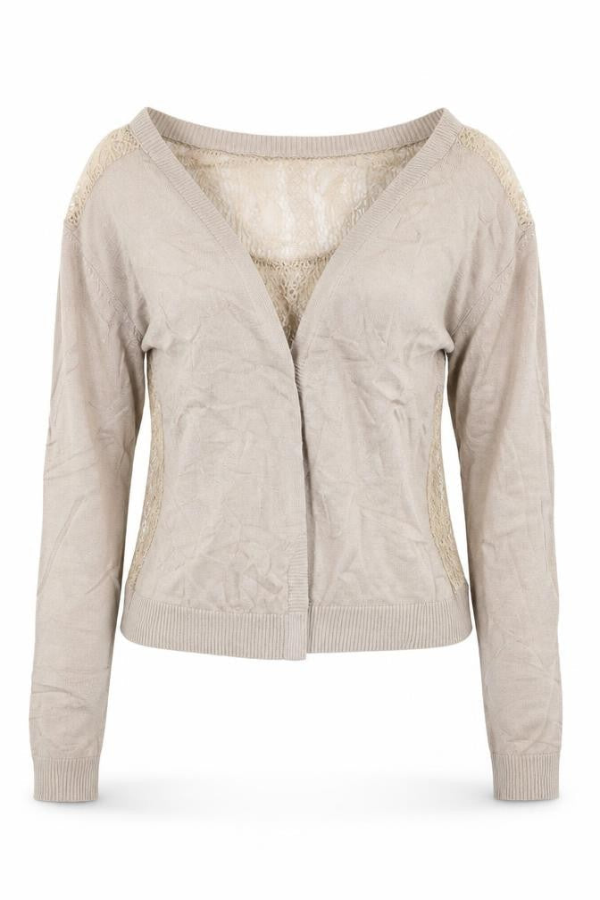 ChenKe Womens Beige  Knit Cardigan Jumper Size M