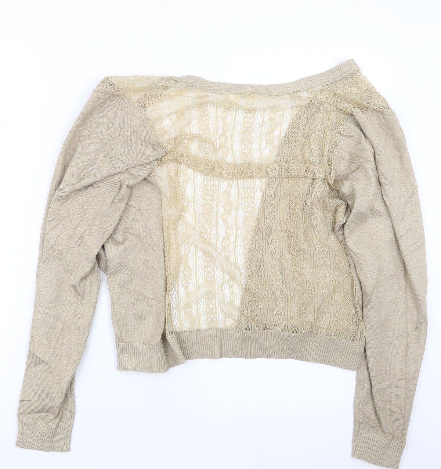 ChenKe Womens Beige  Knit Cardigan Jumper Size M