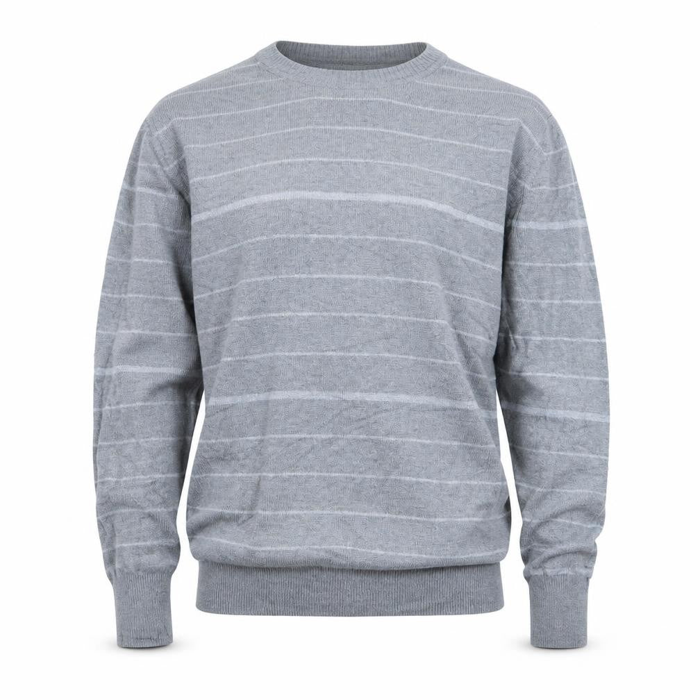Clayton Mens Grey Striped Knit Pullover Jumper Size L