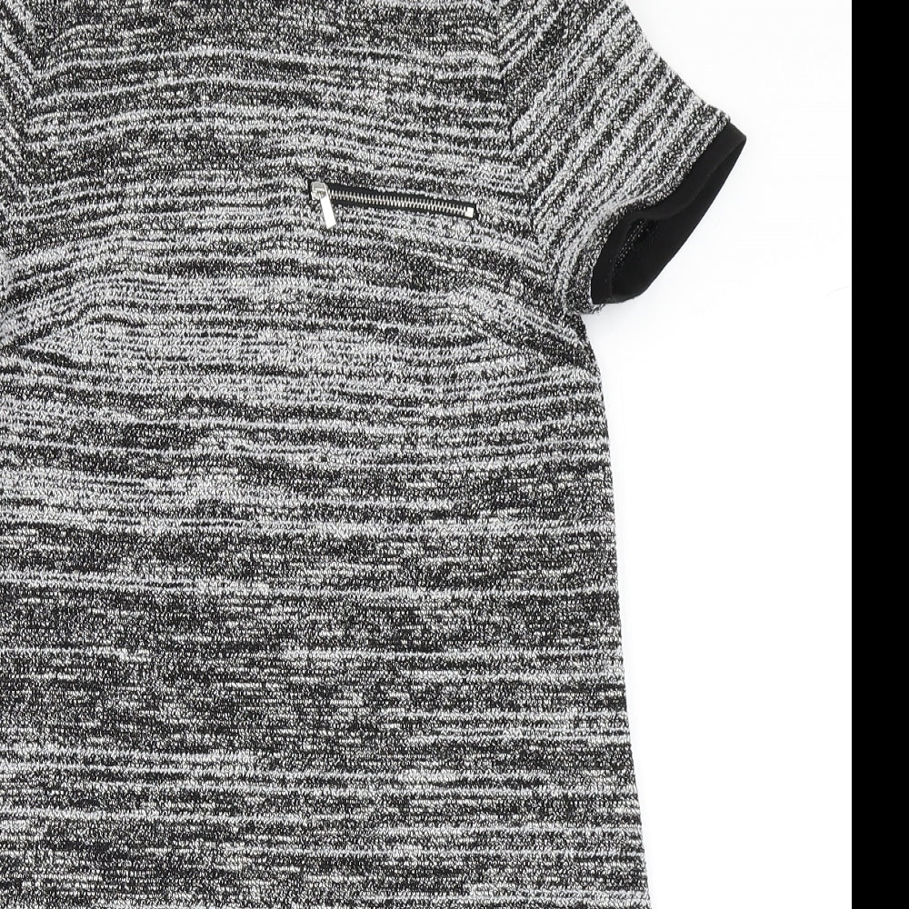 New Look Womens Grey Striped  T-Shirt Dress  Size 8