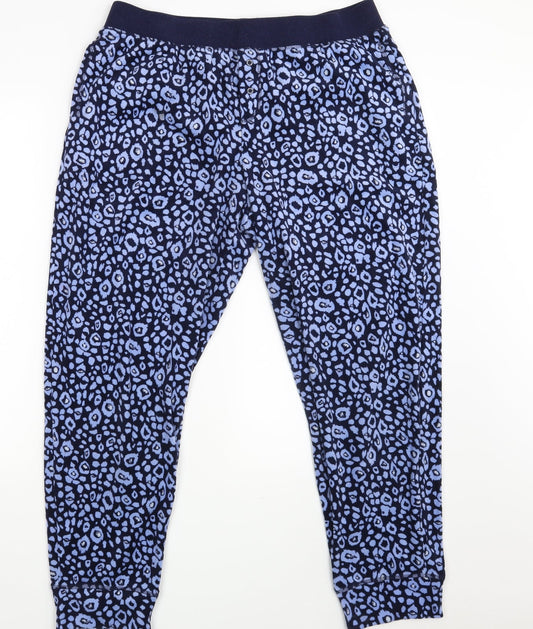 Jane & Bleecker Womens Blue Animal Print  Jogger Trousers Size L L28 in