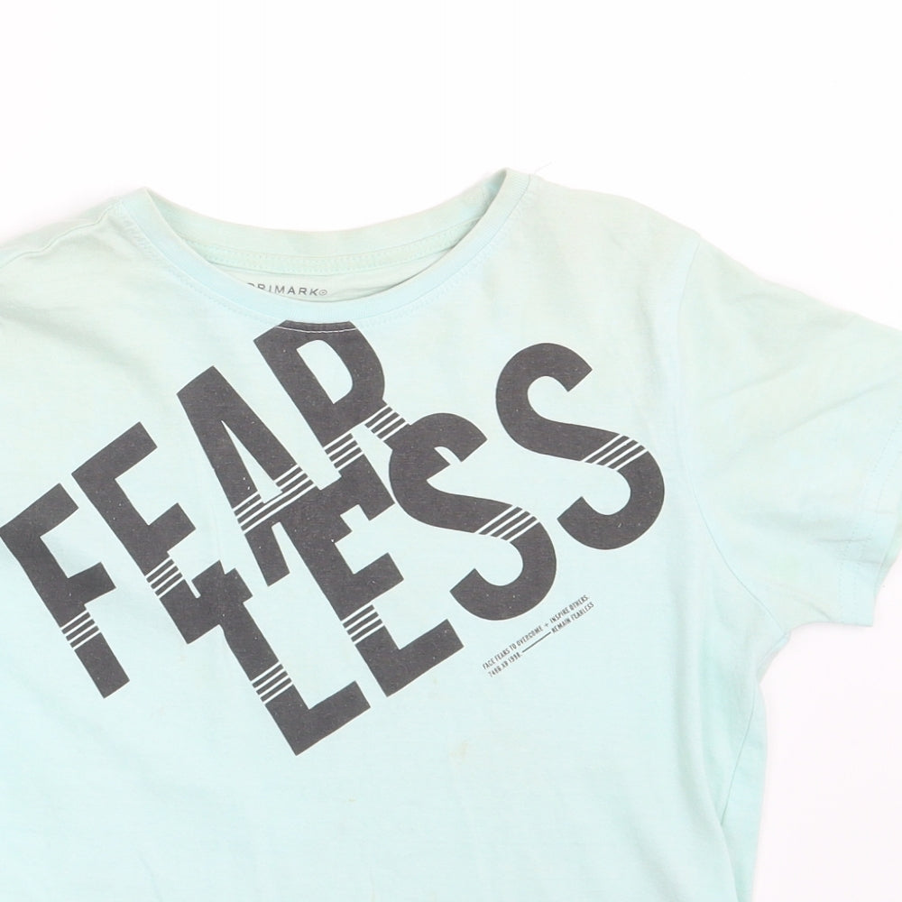 Primark Boys Blue   Basic T-Shirt Size 9-10 Years  - Fear Less