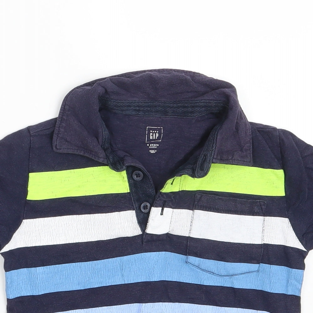 Gap Boys Blue Striped  Pullover Polo Size 4 Years