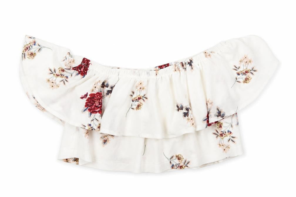 In the Style Womens White Floral  Basic Blouse Size 8