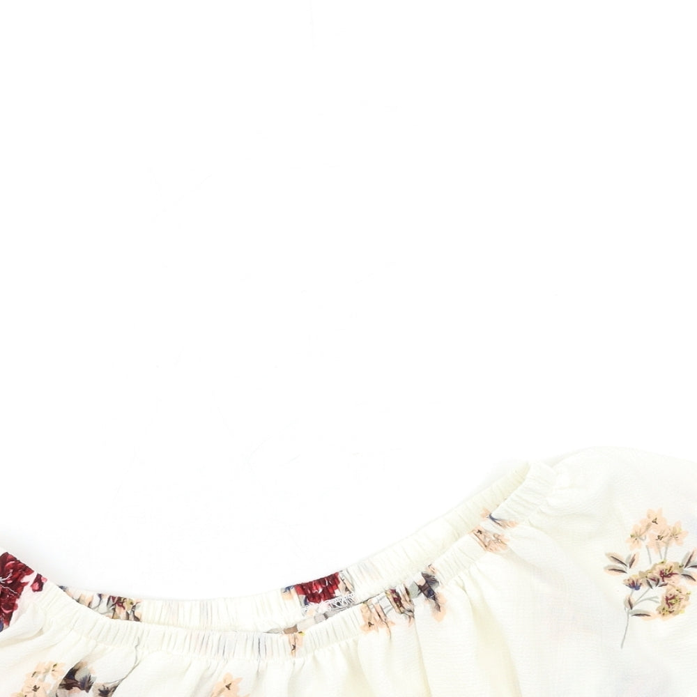 In the Style Womens White Floral  Basic Blouse Size 8
