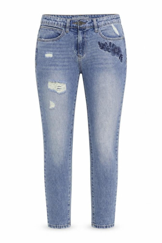 Next Womens Blue Floral Denim Skinny Jeans Size 6 L29 in