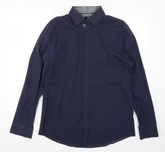 F&F Mens Blue Polka Dot   Button-Up Size 16