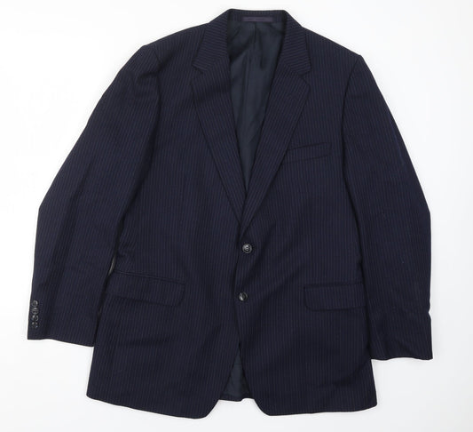 St Michael Mens Blue Striped  Jacket Suit Jacket Size 42