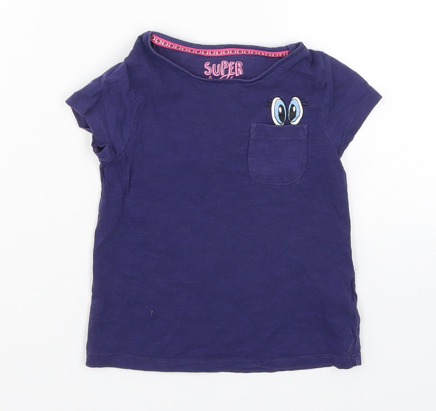 F&F Girls Blue   Basic T-Shirt Size 2-3 Years  - Pocket Eyes