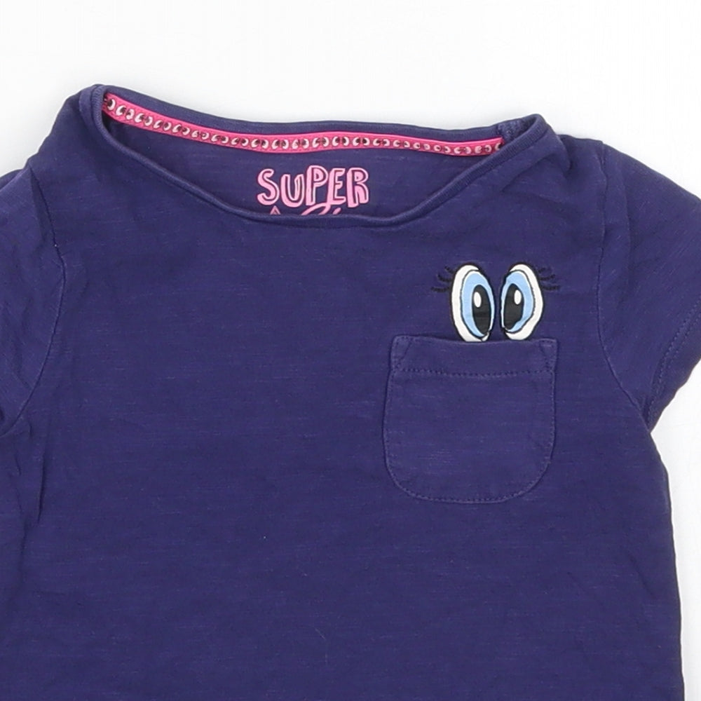 F&F Girls Blue   Basic T-Shirt Size 2-3 Years  - Pocket Eyes