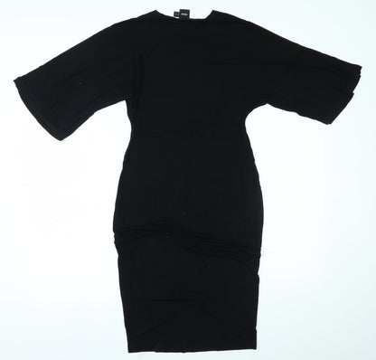 Back view of ASOS women’s black fit & flare, size UK 8