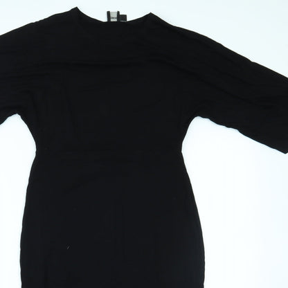 Close-up detail of ASOS women’s black fit & flare, size UK 8