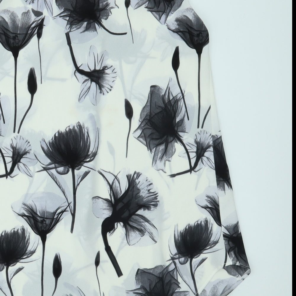 Saloos Womens White Floral  Basic Tank Size 14