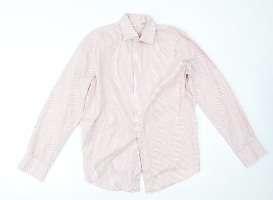 Kenneth Cole Mens Pink Striped   Button-Up Size 15