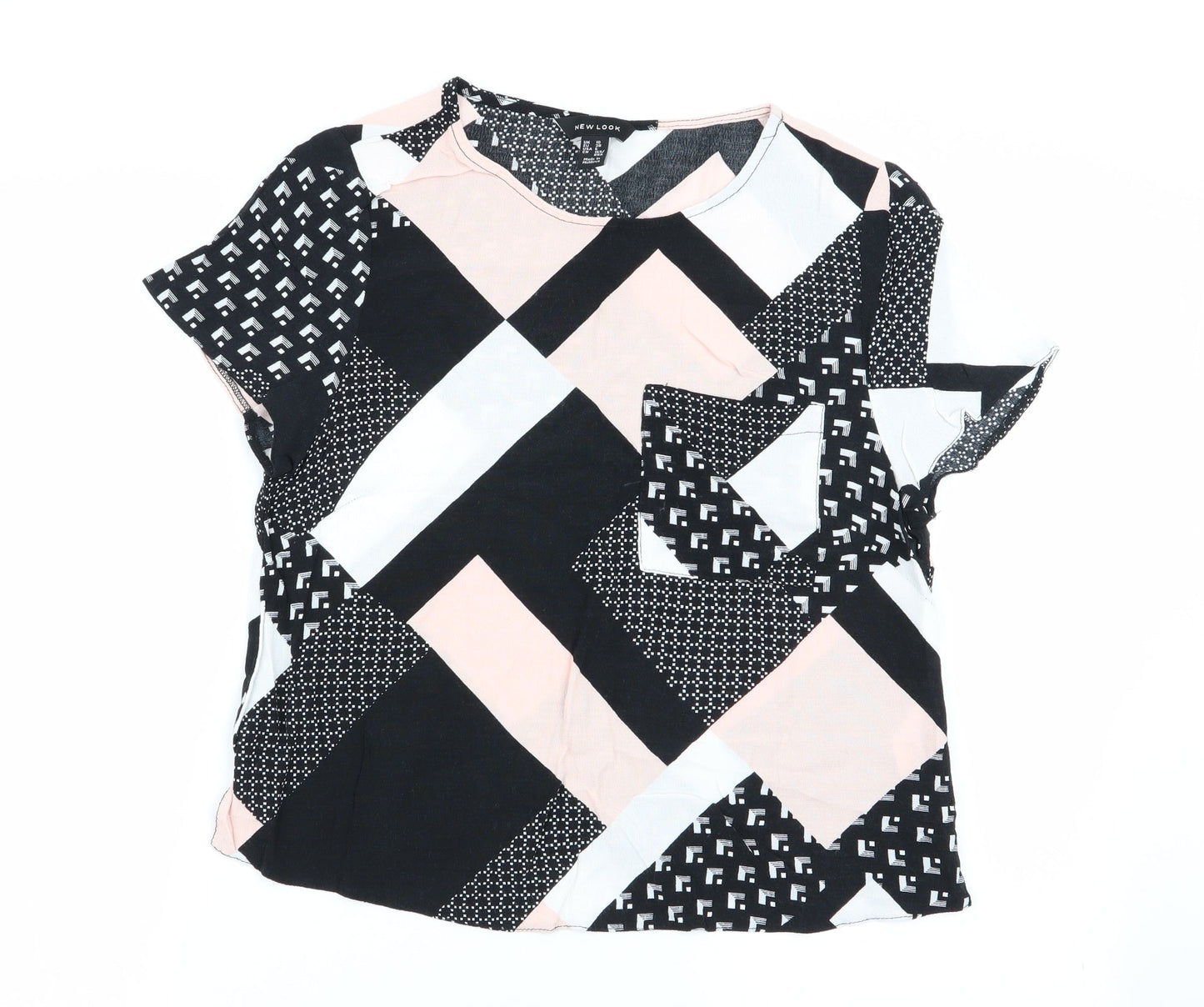 New Look Womens Multicoloured Geometric  Basic Blouse Size 10