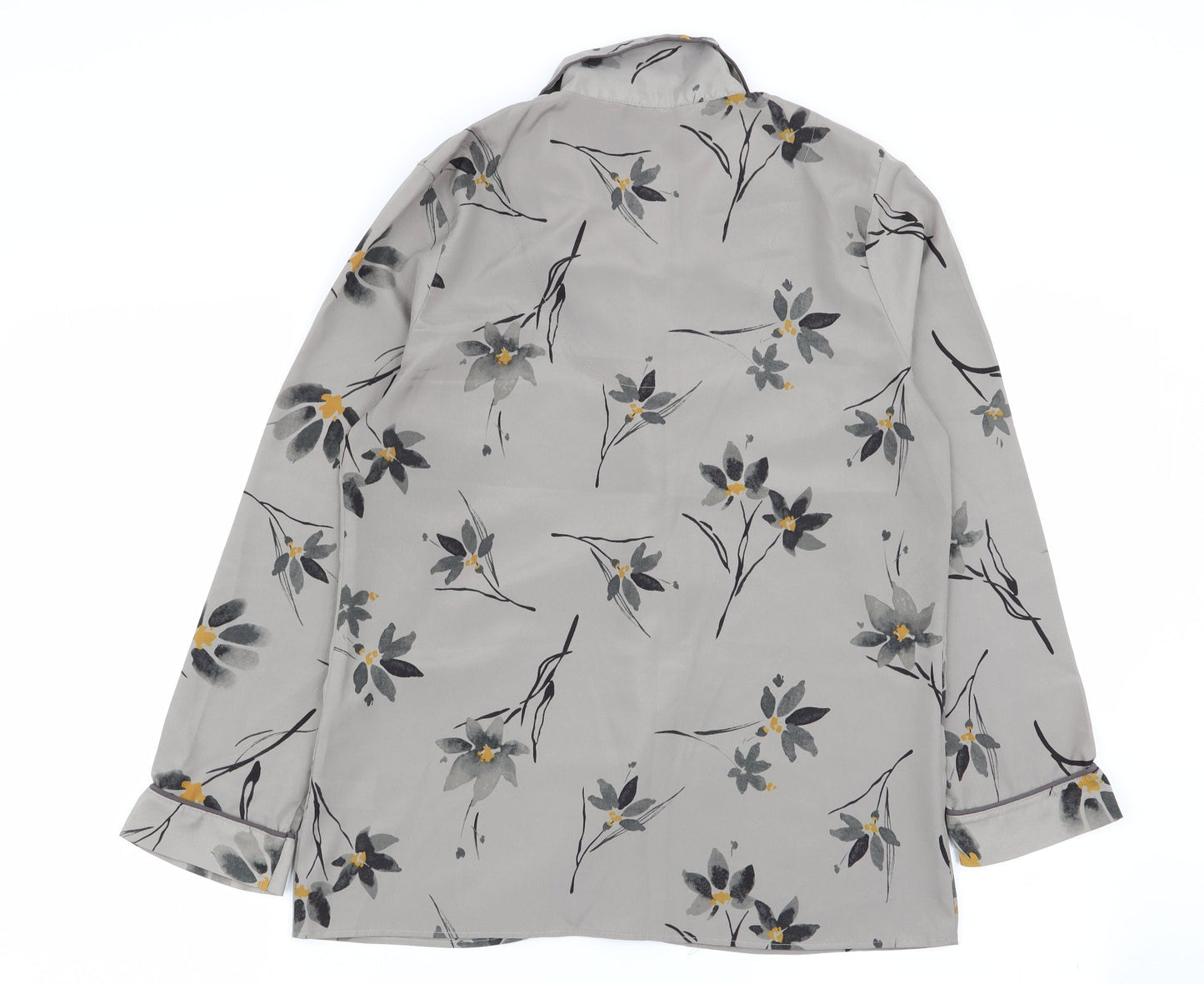 TU Womens Grey Floral  Basic Button-Up Size 8