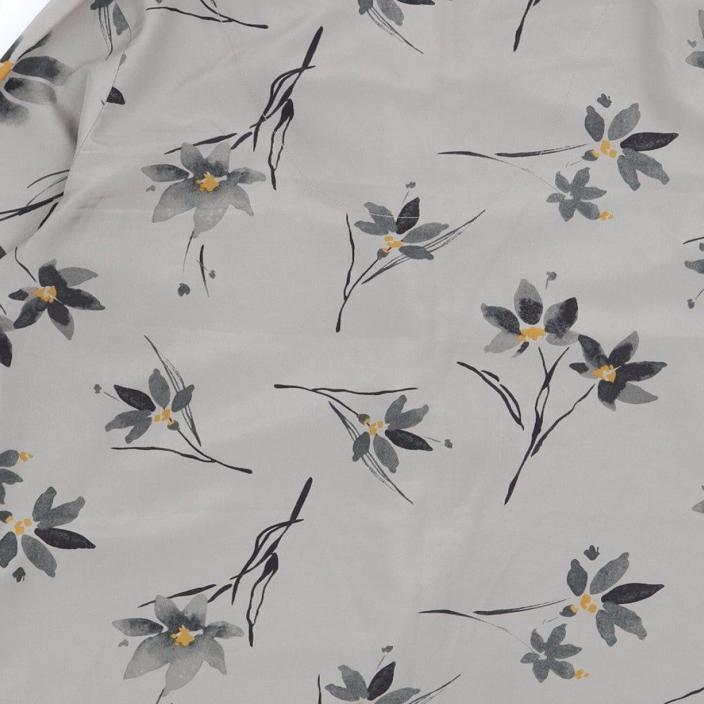 TU Womens Grey Floral  Basic Button-Up Size 8