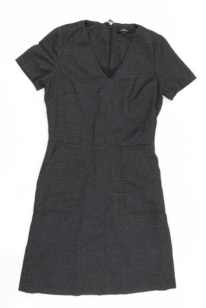 Next Womens Black Geometric  Fit & Flare  Size 8