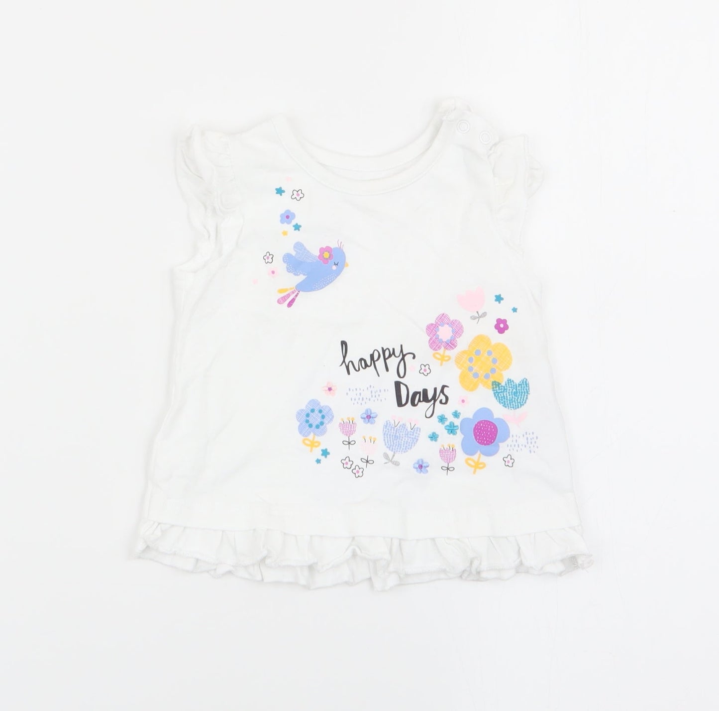 Nutmeg Girls White   Basic Tank Size 3-6 Months