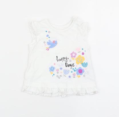 Additional front view of Nutmeg girls’ white basic tank, size 3-6, months
