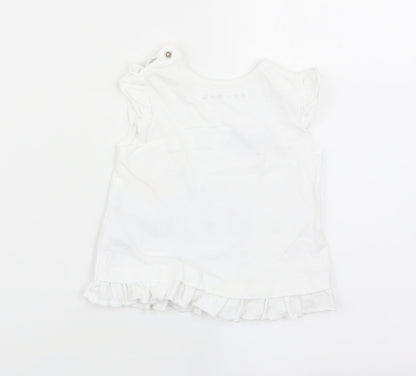 Back view of Nutmeg girls’ white basic tank, size 3-6, months