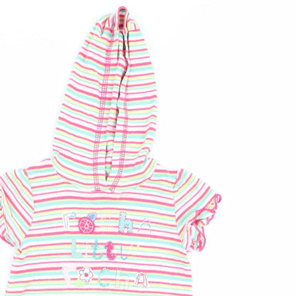 Close-up detail of Debenhams girls’ multicoloured striped jumper dress, size 3-6, months