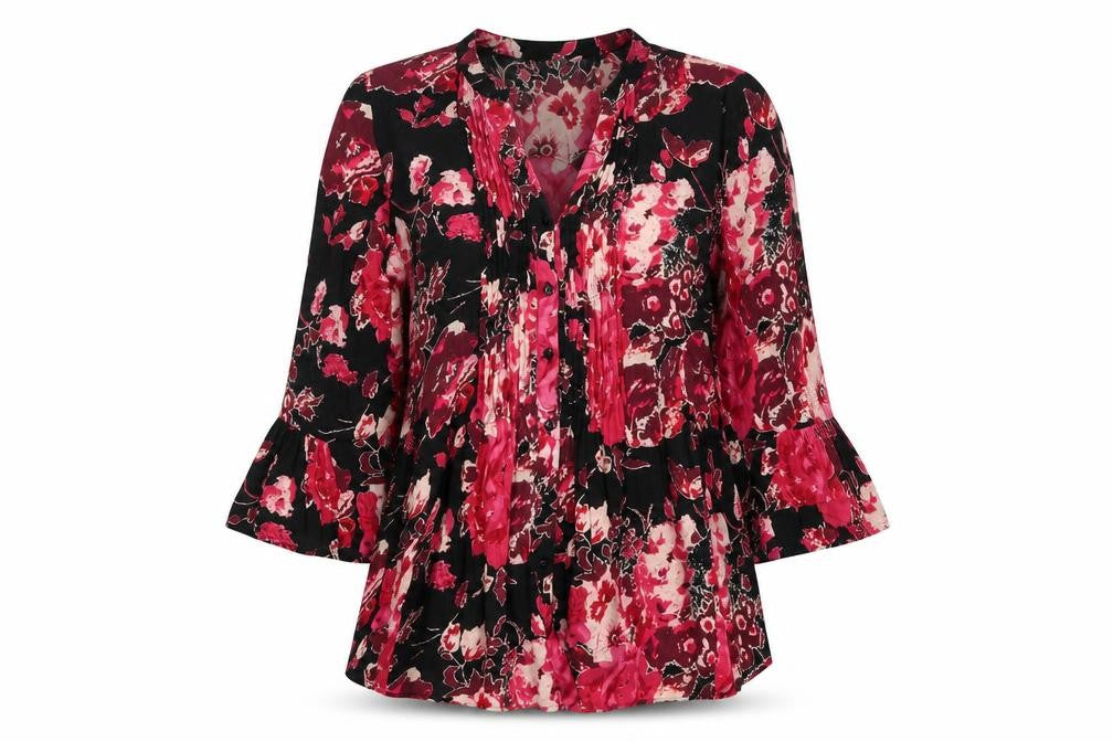 Together Womens Multicoloured Floral  Basic Button-Up Size 10