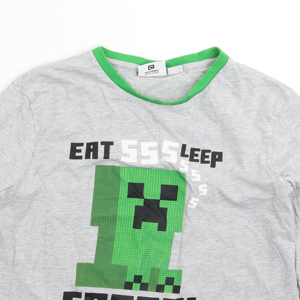 Primark Boys Grey   Basic T-Shirt Size 14-15 Years  - Minecraft