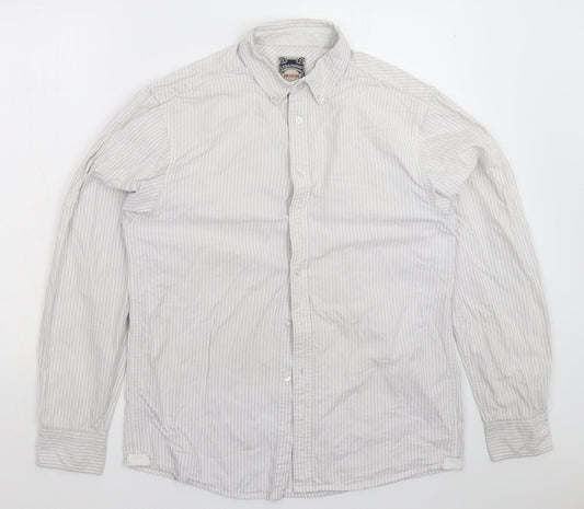 Cedar Wood State Mens Grey Striped   Button-Up Size M