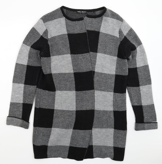 Select Womens Grey Check Knit Cardigan Jumper Size 16