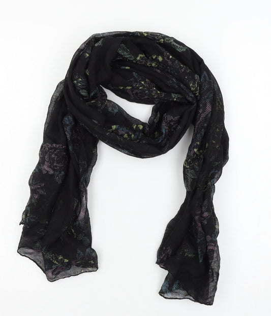 Preworn Womens Black Floral   Scarf