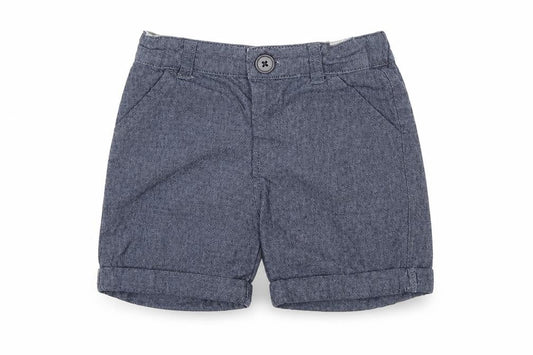 Front view of La Redoute boys’ blue cropped trousers, size 18, months