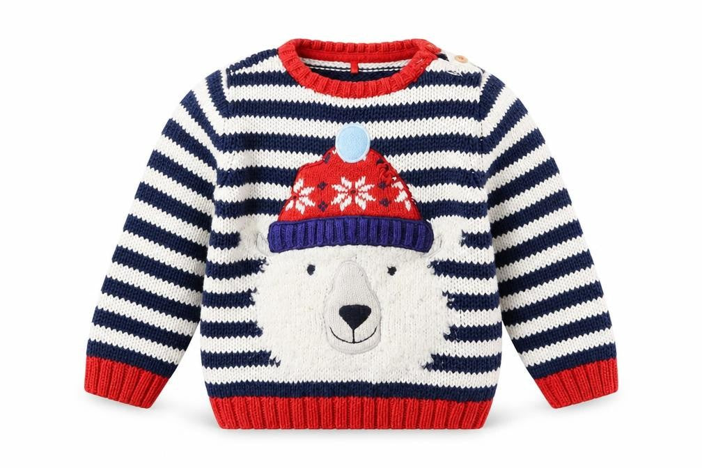 TU Baby Blue Striped Knit Pullover Jumper Size 9-12 Months  - Polar Bear