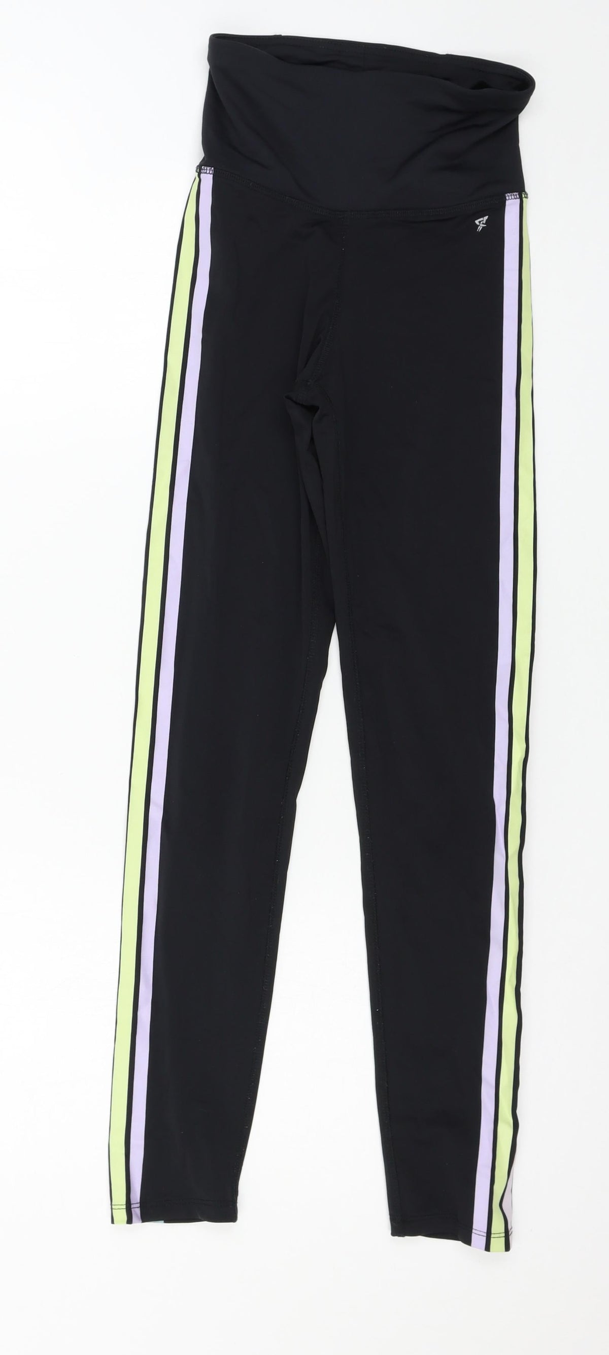 Workout Womens Black Striped Jersey Capri Leggings Size 4 L25 in