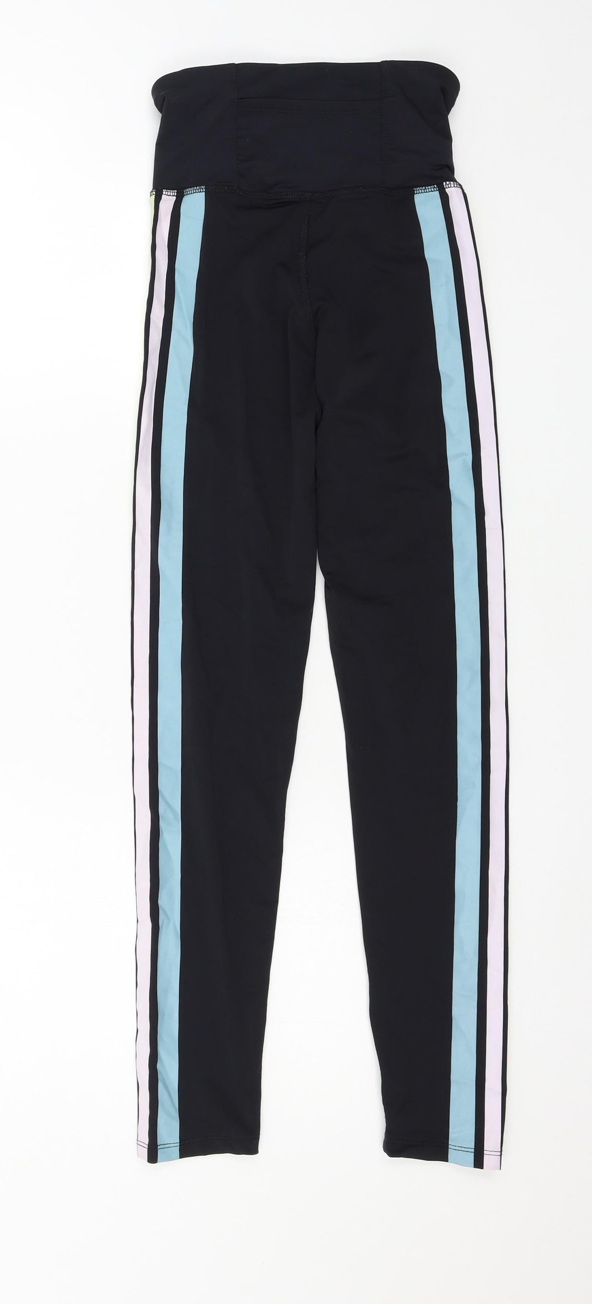 Workout Womens Black Striped Jersey Capri Leggings Size 4 L25 in